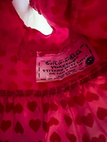 Build A Bear Vintage Pink Red Heart Love Valentine Dress Rare Teddy Clothes BABW - Thumbnail 5