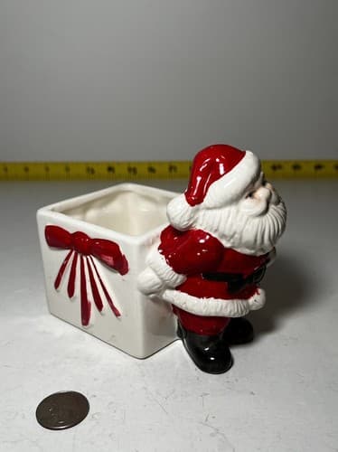 Vintage Santa Claus Christmas Ceramic Planter Brazil 1950s Retro Decor - Thumbnail 14