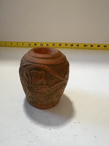 Pate & Bass Terracotta Vase Vintage 1992 Decorative Art Pottery Clay Votive Rare - Thumbnail 5