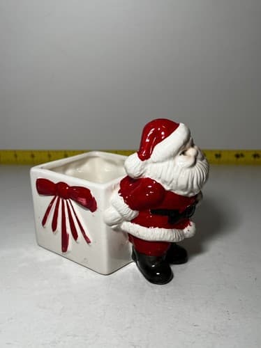 Vintage Santa Claus Christmas Ceramic Planter Brazil 1950s Retro Decor - Thumbnail 2
