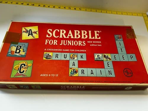 Scrabble For Juniors Vintage Complete 1964 Family Word Game Double-Sided Board - Thumbnail 7