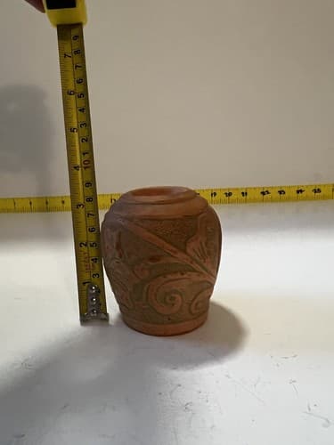 Pate & Bass Terracotta Vase Vintage 1992 Decorative Art Pottery Clay Votive Rare - Thumbnail 9