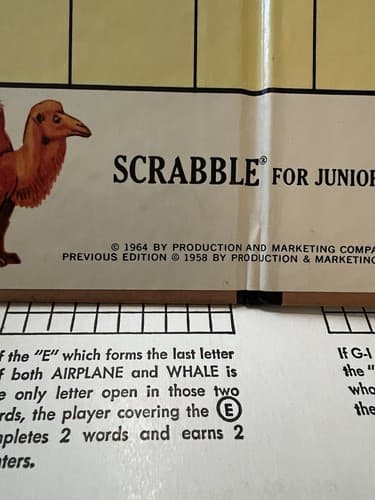 Scrabble For Juniors Vintage Complete 1964 Family Word Game Double-Sided Board - Thumbnail 9