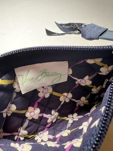 VERA BRADLEY Black Purple Yellow Gray Whimsical Quilted Wallet Navy ? - Thumbnail 4