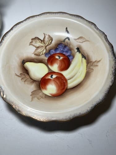 Vintage Porcelain Pitcher and Bowl Wash Basin Set Hand painted Fruit Kitchen - Thumbnail 10