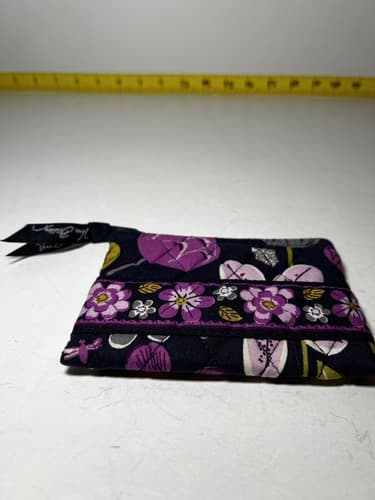 VERA BRADLEY Black Purple Yellow Gray Whimsical Quilted Wallet Navy ? - Thumbnail 5