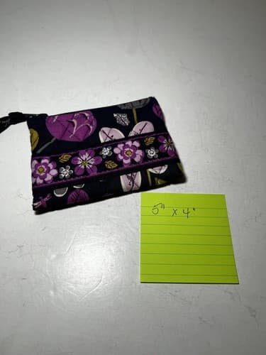 VERA BRADLEY Black Purple Yellow Gray Whimsical Quilted Wallet Navy ? - Thumbnail 6