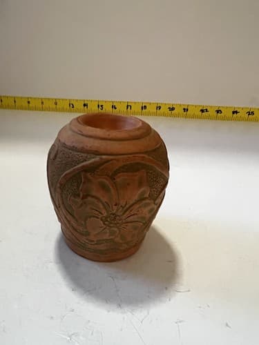 Pate & Bass Terracotta Vase Vintage 1992 Decorative Art Pottery Clay Votive Rare - Thumbnail 6