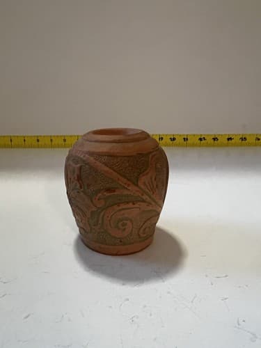 Pate & Bass Terracotta Vase Vintage 1992 Decorative Art Pottery Clay Votive Rare - Thumbnail 8