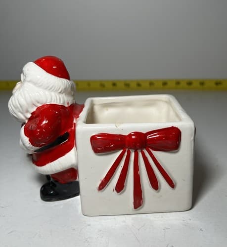 Vintage Santa Claus Christmas Ceramic Planter Brazil 1950s Retro Decor - Thumbnail 4