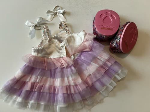Build A Bear Vintage Ruffle Party Dress Sequin Shoes Set Rare Teddy Clothes BABW - Thumbnail 8