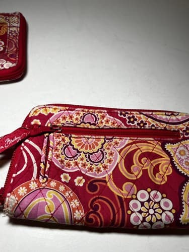 VERA BRADLEY Hot Pink Orange Yellow Paisley Quilted Set 3pc Wallet Bag Set - Thumbnail 7
