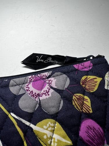 VERA BRADLEY Black Purple Yellow Gray Whimsical Quilted Wallet Navy ? - Thumbnail 3