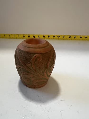 Pate & Bass Terracotta Vase Vintage 1992 Decorative Art Pottery Clay Votive Rare - Thumbnail 11