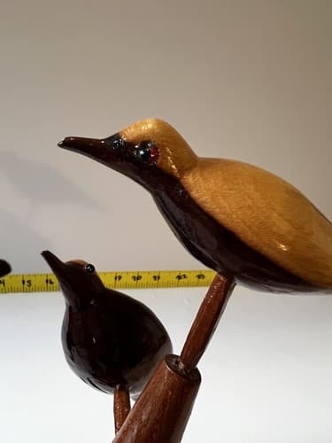 Folk Art Wood Carved Birds on a Tree Vintage Early 20th Century Sculpture Retro - Thumbnail 10