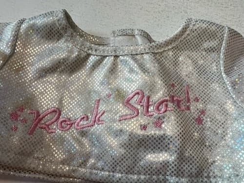 Build A Bear Vintage Rock Star Sequin Furry Trim Silver Rare Teddy Clothes BABW - Thumbnail 6