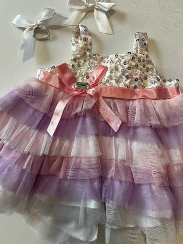 Build A Bear Vintage Ruffle Party Dress Sequin Shoes Set Rare Teddy Clothes BABW - Thumbnail 3