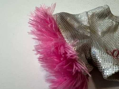 Build A Bear Vintage Rock Star Sequin Furry Trim Silver Rare Teddy Clothes BABW - Thumbnail 5