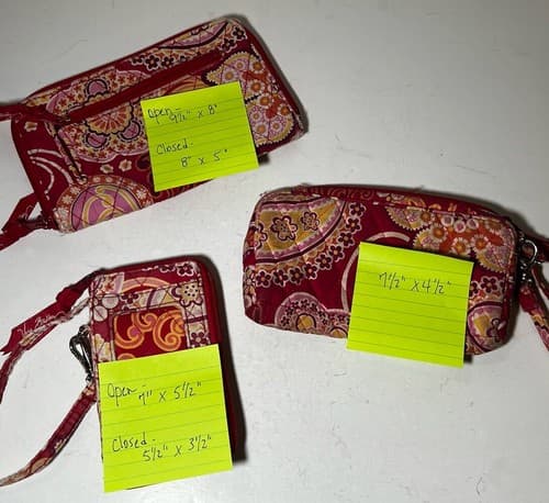 VERA BRADLEY Hot Pink Orange Yellow Paisley Quilted Set 3pc Wallet Bag Set - Thumbnail 16