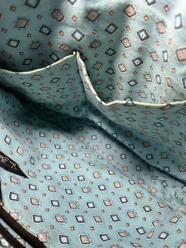 VERA BRADLEY Turquoise Blue Brown Petals Quilted Floral Tote Shoulder Bag Purse - Thumbnail 10