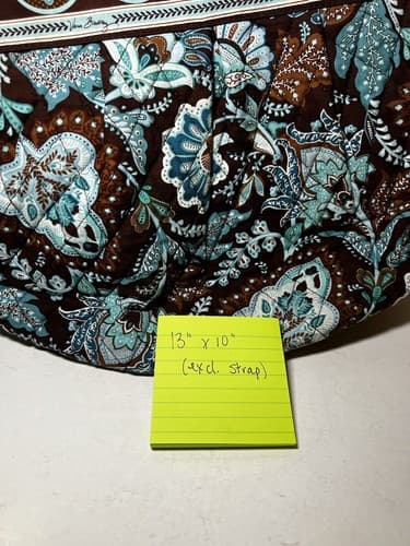 VERA BRADLEY Turquoise Blue Brown Petals Quilted Floral Tote Shoulder Bag Purse - Thumbnail 13