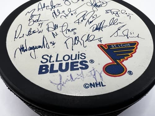 Vintage St. Louis Blues Hockey Puck Autographed Facsimile Plus 1 Original RARE - Thumbnail 3