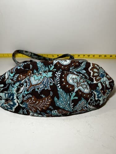 VERA BRADLEY Turquoise Blue Brown Petals Quilted Floral Tote Shoulder Bag Purse - Thumbnail 12