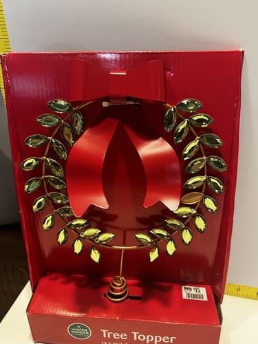 Tree Topper Christmas Metal Wreath Ribbon Gemstones Gems Greek Greece Unique NEW - Thumbnail 2