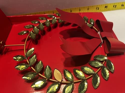 Tree Topper Christmas Metal Wreath Ribbon Gemstones Gems Greek Greece Unique NEW - Thumbnail 11