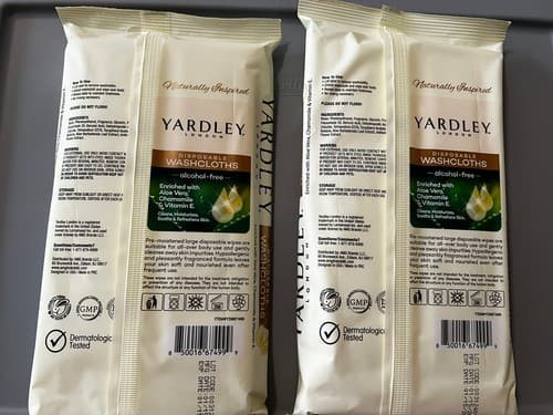 YARDLEY London 2pks of 18 Large Disposable Body Wipes Washcloths 36 Wipes Total - Thumbnail 2