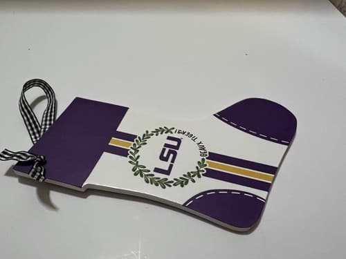 LSU Tigers Christmas Ornament NCAA Football Wooden Stocking Decoration New - Thumbnail 2