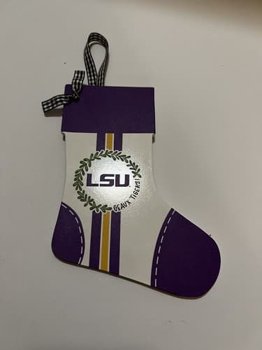 LSU Tigers Christmas Ornament NCAA Football Wooden Stocking Decoration New - Thumbnail 4