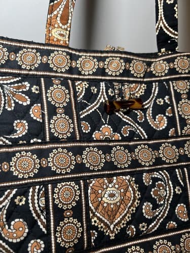 VERA BRADLEY Brown Beige Rust Paisley Medallion Quilted Tote Shoulder Bag Purse - Thumbnail 3