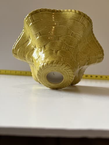 Vintage Ceramic Basket Yellow Weave With Handle Easter 1978 Nowells - Thumbnail 11