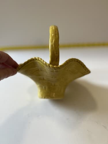 Vintage Ceramic Basket Yellow Weave With Handle Easter 1978 Nowells - Thumbnail 10