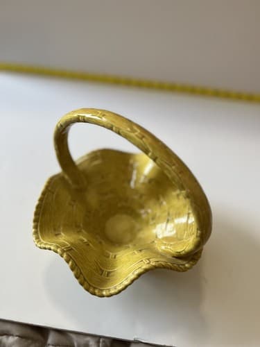 Vintage Ceramic Basket Yellow Weave With Handle Easter 1978 Nowells - Thumbnail 19