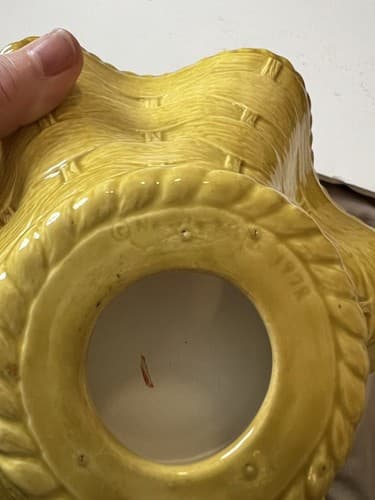 Vintage Ceramic Basket Yellow Weave With Handle Easter 1978 Nowells - Thumbnail 20