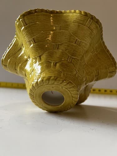 Vintage Ceramic Basket Yellow Weave With Handle Easter 1978 Nowells - Thumbnail 12