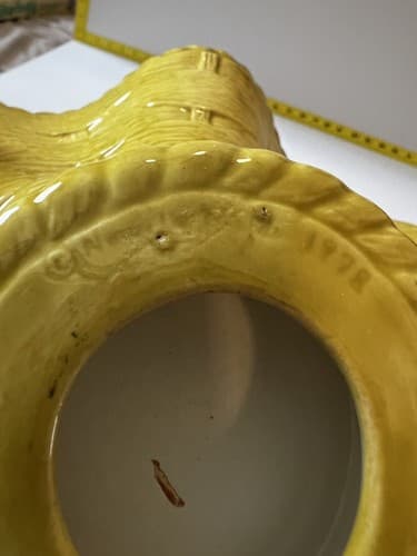 Vintage Ceramic Basket Yellow Weave With Handle Easter 1978 Nowells - Thumbnail 21