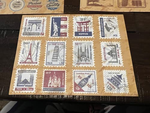 TRAVEL CARDSTOCK STICKERS Vacation Scrapbooking Card International Stamps NEW - Thumbnail 3