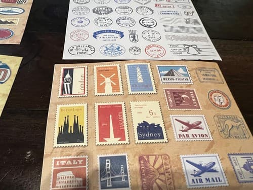 TRAVEL CARDSTOCK STICKERS Vacation Scrapbooking Card International Stamps NEW - Thumbnail 9