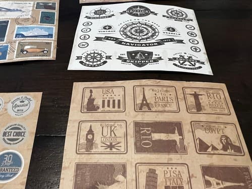 TRAVEL CARDSTOCK STICKERS Vacation Scrapbooking Card International Stamps NEW - Thumbnail 11