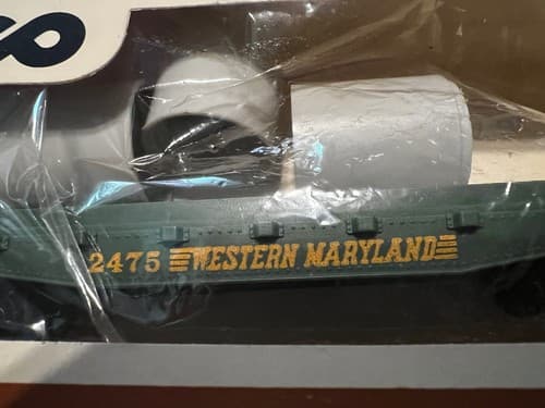 Vintage Tyco Model Train Flat Car With Culvert Pipe Load In Original Box - Thumbnail 3