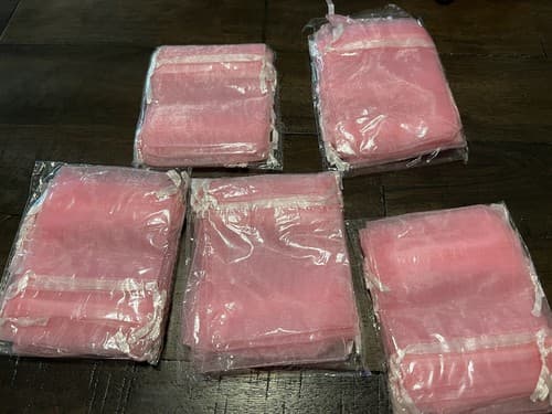 52 pcs Sheer Pink Organza Silk Drawstring Gift Bags Jewelry Wedding Party Favor