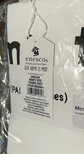 Enesco Our Name is Mud PARENTHeses Mom's Wine Reusable Grocery Tote Bag 15” NEW - Thumbnail 6