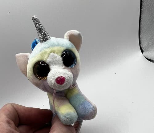 2019 TY Beanie Boos 3" HEATHER Unicorn Cat Plastic Key Chain Clip EUC - Thumbnail 6