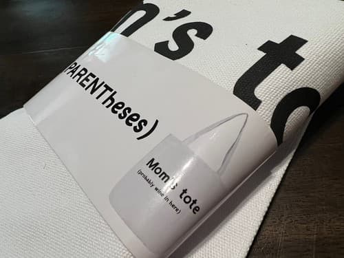 Enesco Our Name is Mud PARENTHeses Mom's Wine Reusable Grocery Tote Bag 15” NEW - Thumbnail 3