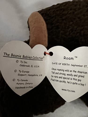 VERY RARE Ty Beanie Baby Roam the Buffalo Retired 1998 With Tag Errors - Thumbnail 5