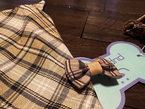 NEW Puptek Dog Collar with Bow Tie & Triangular Plaid Scarf and Two Ear Bows - Thumbnail 7