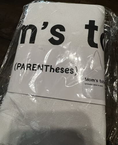 Enesco Our Name is Mud PARENTHeses Mom's Wine Reusable Grocery Tote Bag 15” NEW - Thumbnail 2